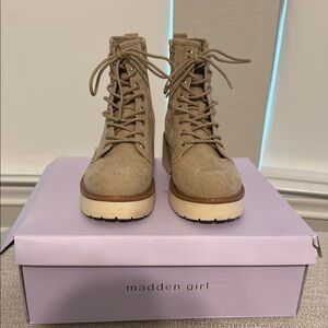 Madden Girl Tan Lace-Up Boots
